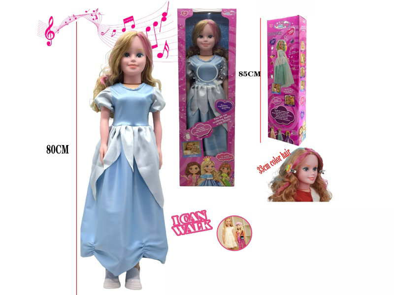 80cm Walking Princess Doll With Music(2xAG3 Batteries)