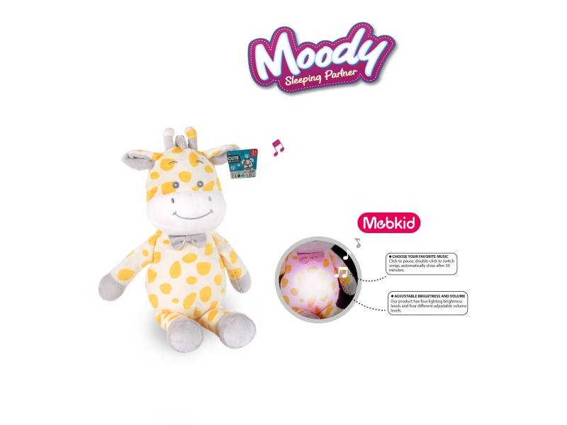 Smart Baby Plush Soothing Night Light (Giraffe) Plush Animal 3.7V/300Mah Lithium Battery (Charged), Tepy-C Interface, 5V-1A