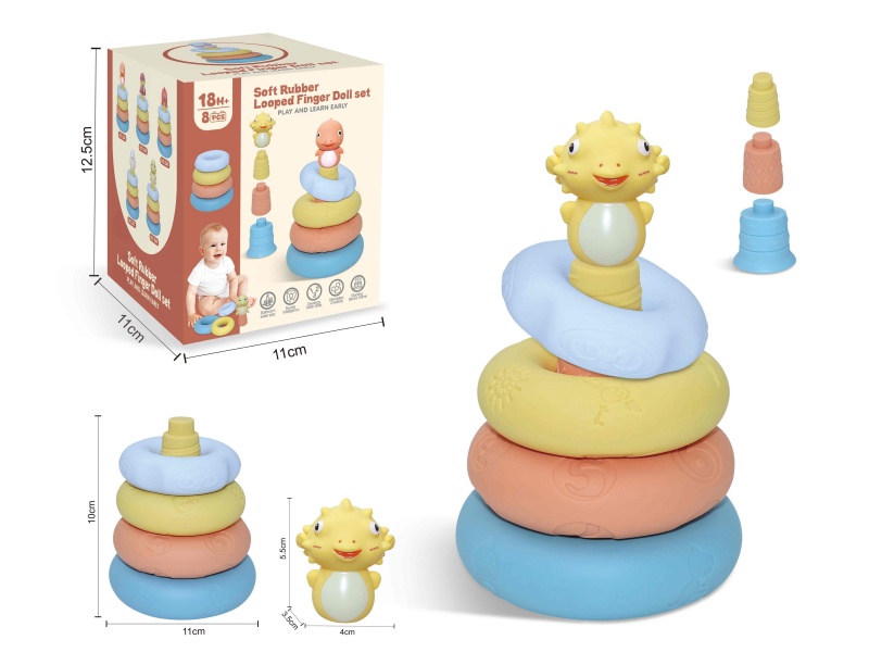 Soft Rubber Stacking Ring Finger Doll Set(Sea Animal) 8PCS