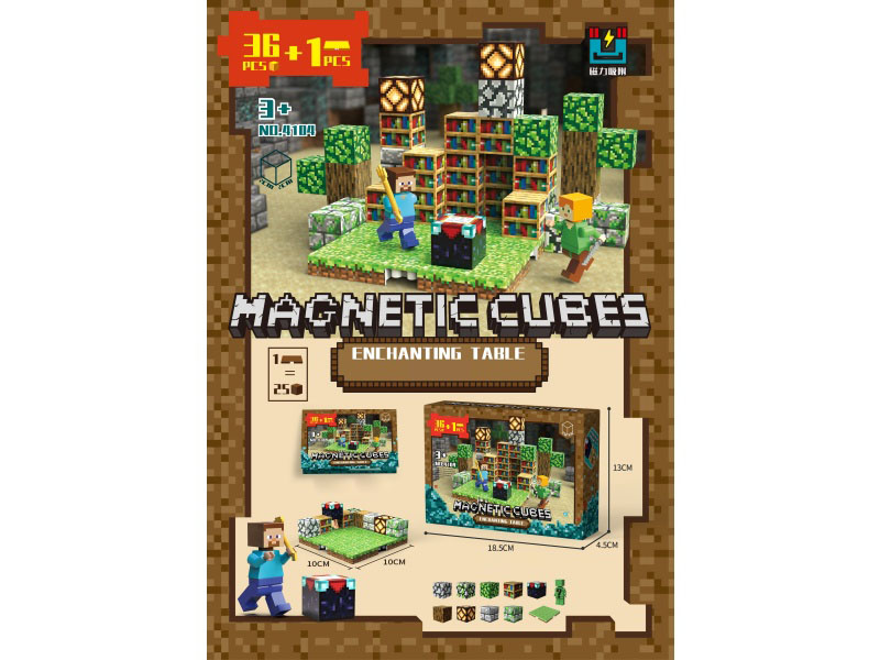 Enchanting Table Magnetic Cubes Building Blocks(36pcs + 1 Base Plate)