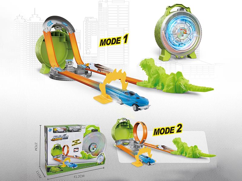 Alloy Car Track Hand-Held Storage Wheel Toy (Wheel With Lights, With 2 Cars)