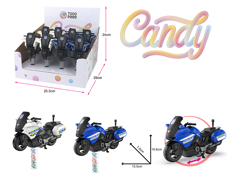 Friction Police Motorcycle Candy Toys 8pcs