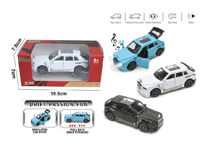 1; 36 Force Alloy Car Model - Cullinan With Light And Music In A Three-Color Mixed Outfit