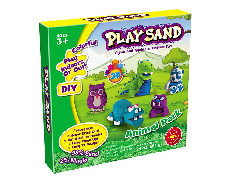 Space Soil 3D Dinosaur Play Set(681g Sand/3 Colors + Tray + 3D Accessorie Tools)