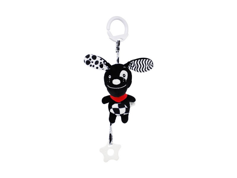 A Black Plush Baby Bell Pendant With A Sound