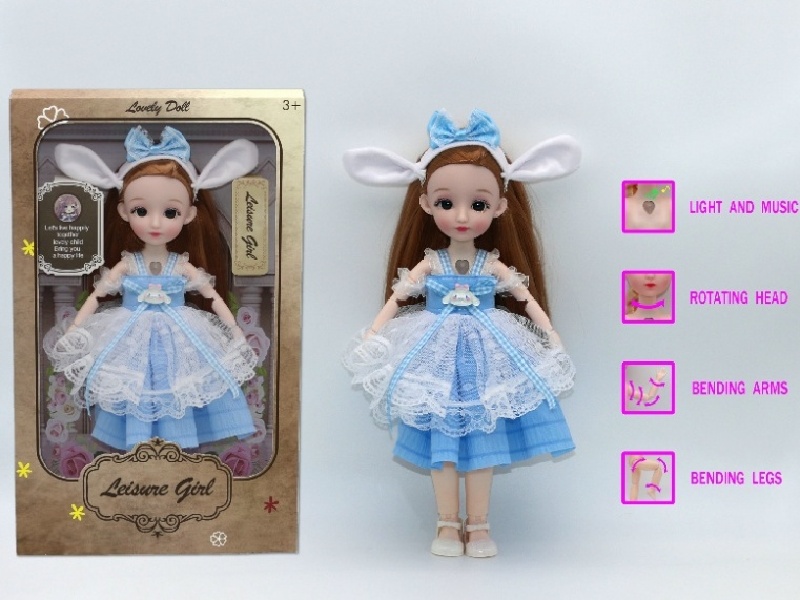 12-Inch 3D Simulation Eye 15-Joint Real-Life Music And Light Barbie Doll