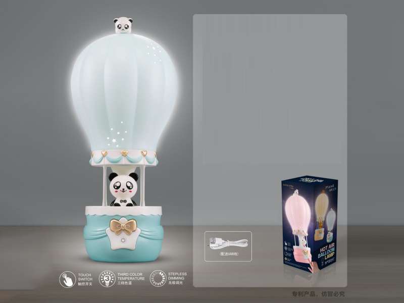Led Three-Level Color Temperature Stepless Dimming Hot Air Balloon Touch Night Light Panda