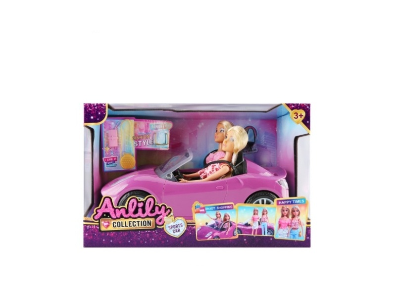 11.5-Inch Solid Doll Two-Person Sports Car (Brown Skin Color)