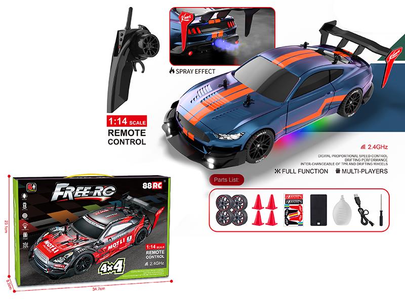 1:14 2.4G Proportional High Speed Spray Four-Wheel Drive Drift Remote Control Car