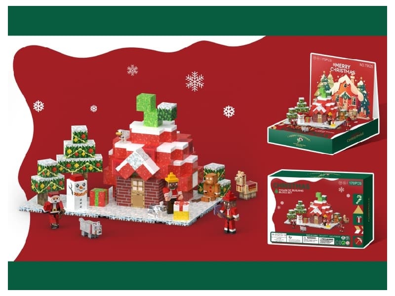 Magnetic Building Blocks-Christmas Apple House (Scene Display Box)