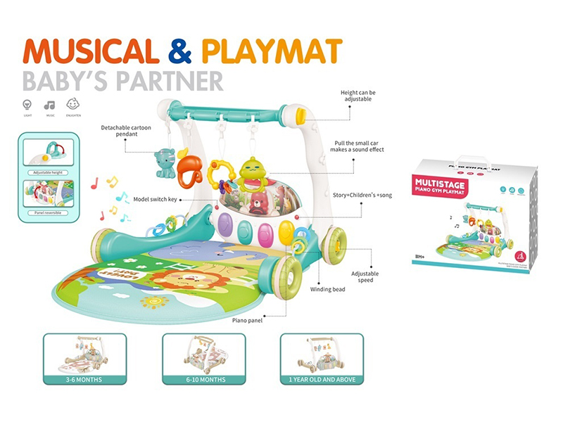 Bear Baby Walker Pedal Piano Fitness Blanket - Blue (Basic Version)