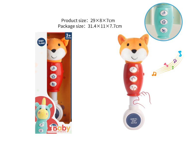 30CMPlush Fox Baby Rattle With Light And Music