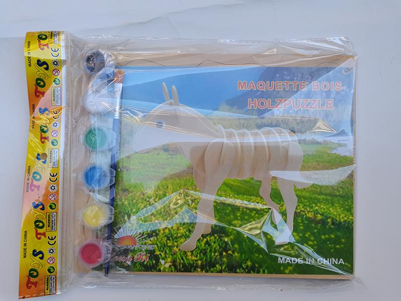 3D Wooden Puzzle DIY Color Drawing Toy
