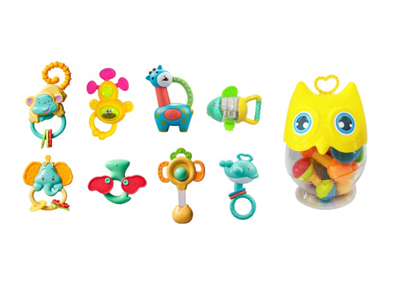 Owl Bottle Baby Rattle 8PCS
