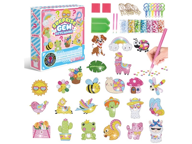 24Pcs Surprise Blind Box Keychain Series With Diamonds