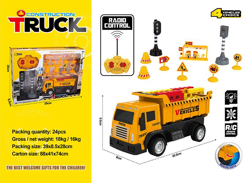 Remote Control Engineering Truck With Roadblock