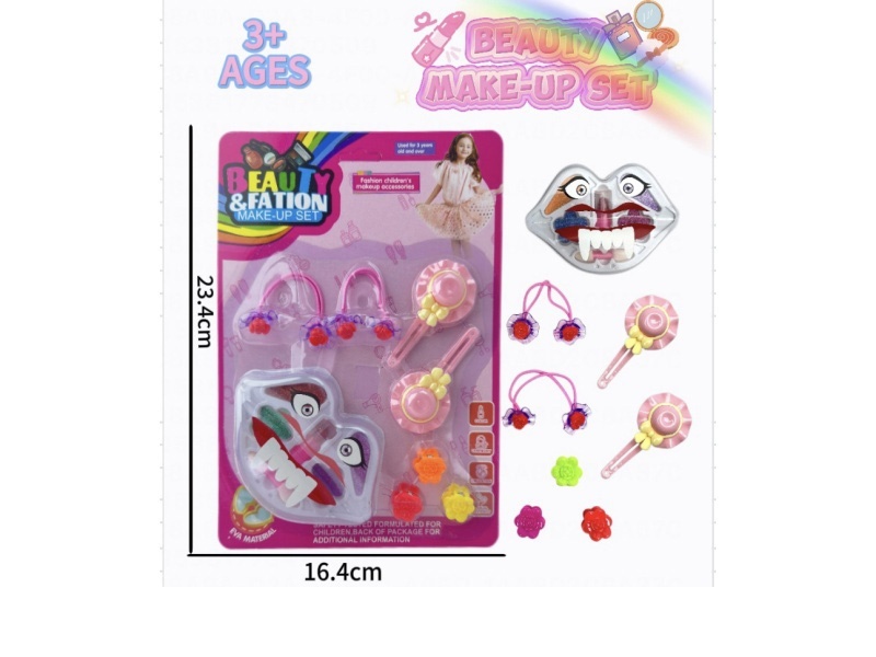 A funny lip makeup accessory toy with 3 clips +2 rubber bands +2 hat clips