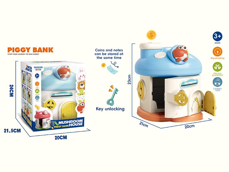 Dinosaur Mushroom House Piggy Bank