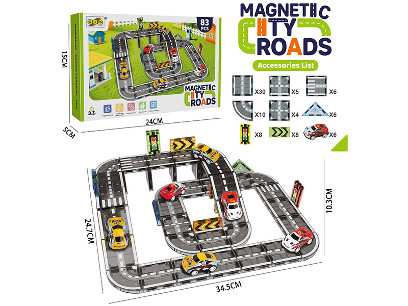 Magnetic City Roads Building Blocks 83pcs