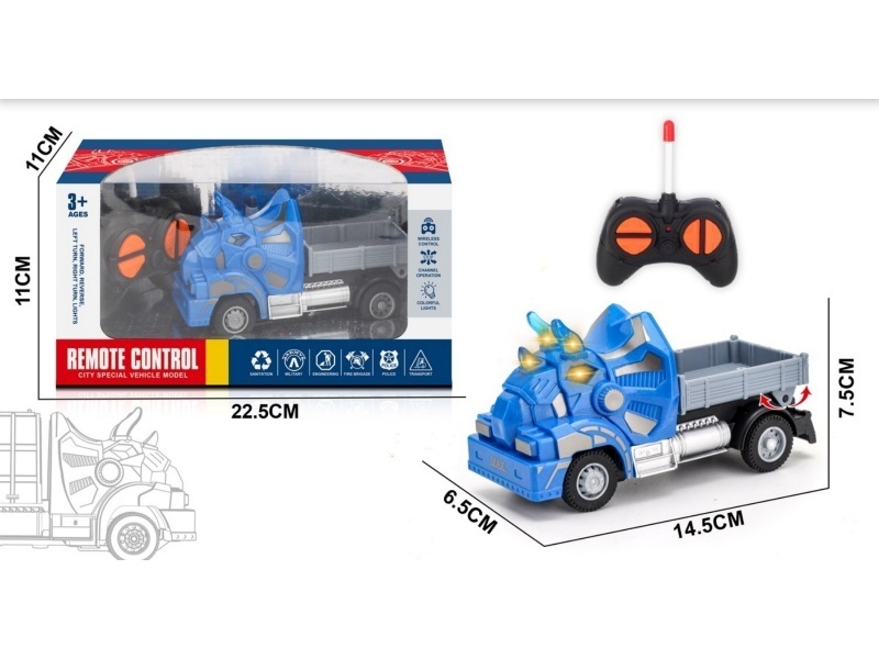 Four-Way Triceratops Remote-Controlled Transport Truck