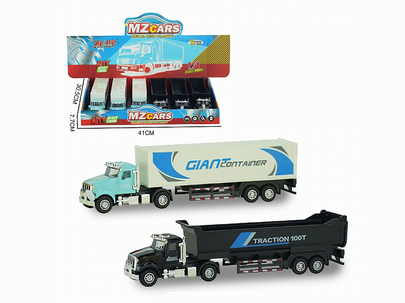 1:36 Pull Back Alloy Heavy Trucks With Sound And Lights 6pcs