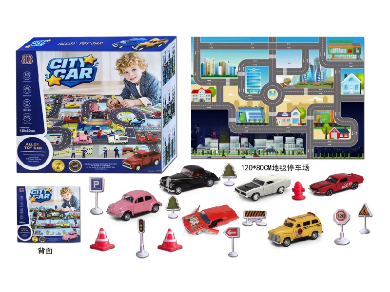 Alloy Car + Carpet Parking Lot +2 Random Alloy Cars With Pictures