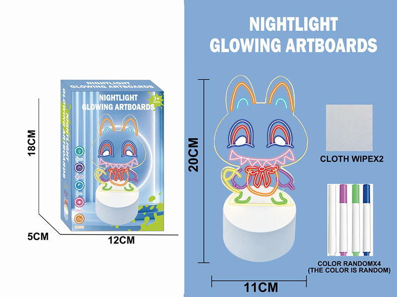 Night Light Glowing Artboard - Rabbit