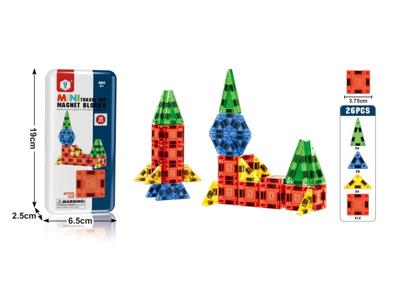 3.75 Tin Box Travel Set Color Window Magnetic Sheets 26 Pieces