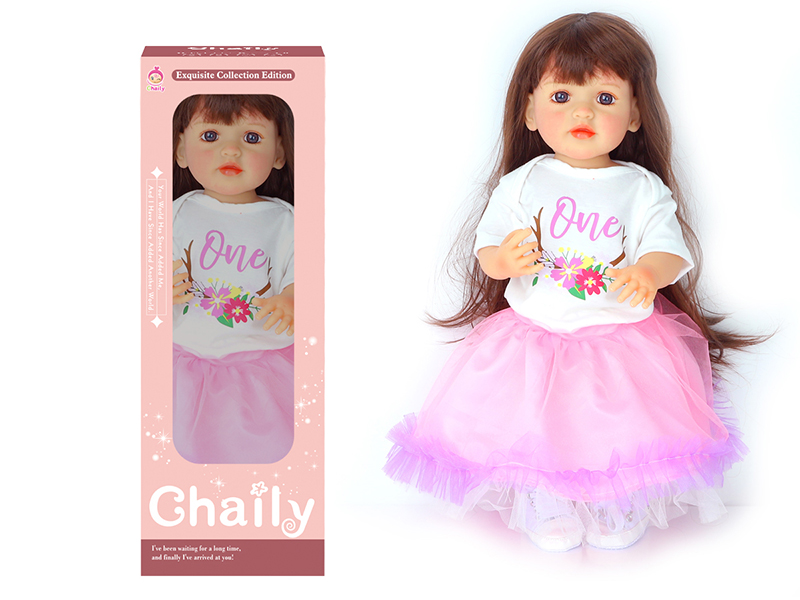 55CM Soft Glue Reborn Baby Doll(Machine Hair Transplant)With Diaper, Birth Card