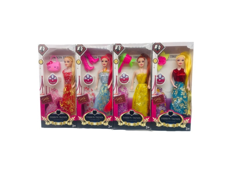 11-Inch Full-Body Doll With Long Hair And Mixed Accessories Hanger