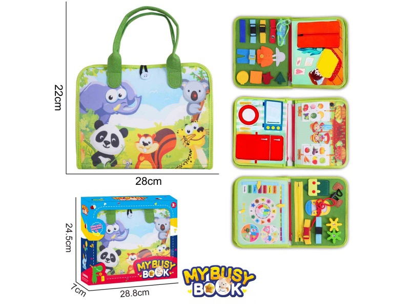 Montessori Early Childhood Education And Intelligence Development - 4-Page Green Fruit Grower Busy Edition With Felt