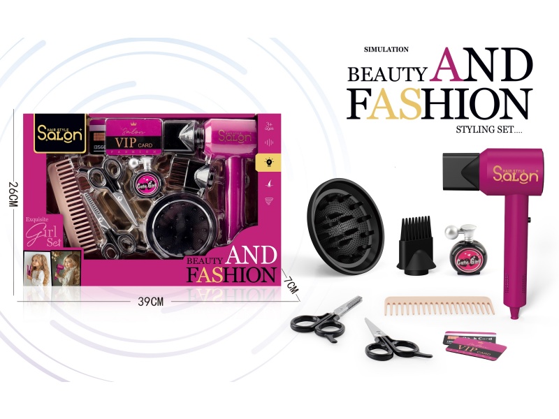 Diy House Play Accessories Simulation Salon Hair Care Tools Electric Hair Dryer Set 10 Pcs