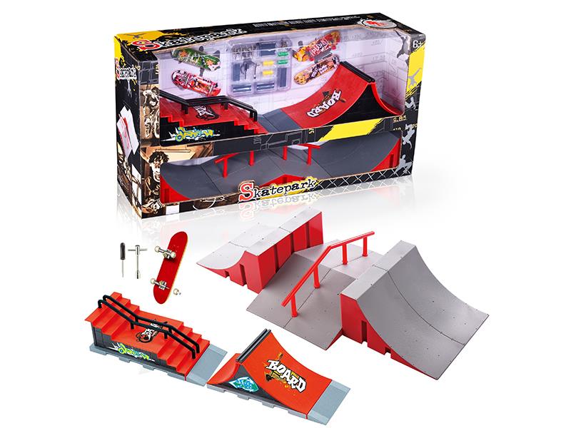 4PCS Finger Skateboard + Accessories Skate Park Set