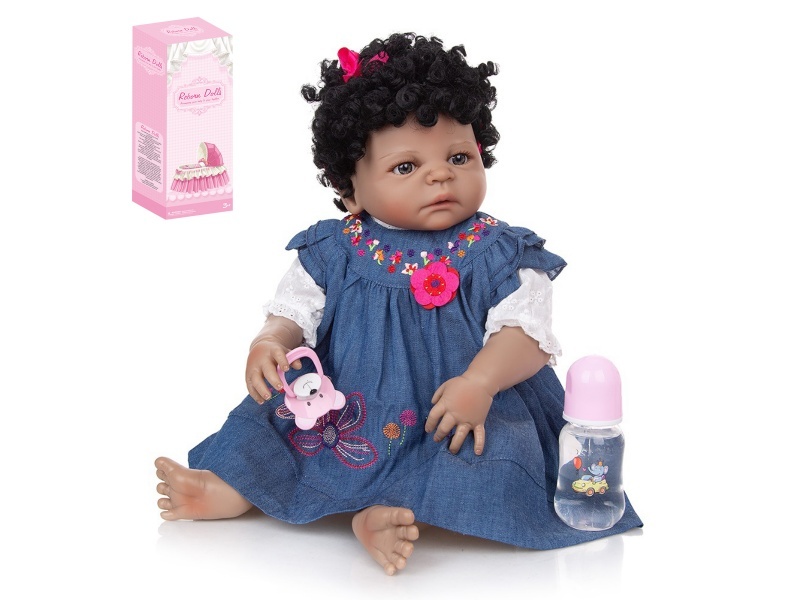 56Cm Rebirth Doll High-Fidelity Baby Doll (Ordinary Pp Car Hair) With Baby Bottle, Magnetic Pacifier, Diaper, Birth Card