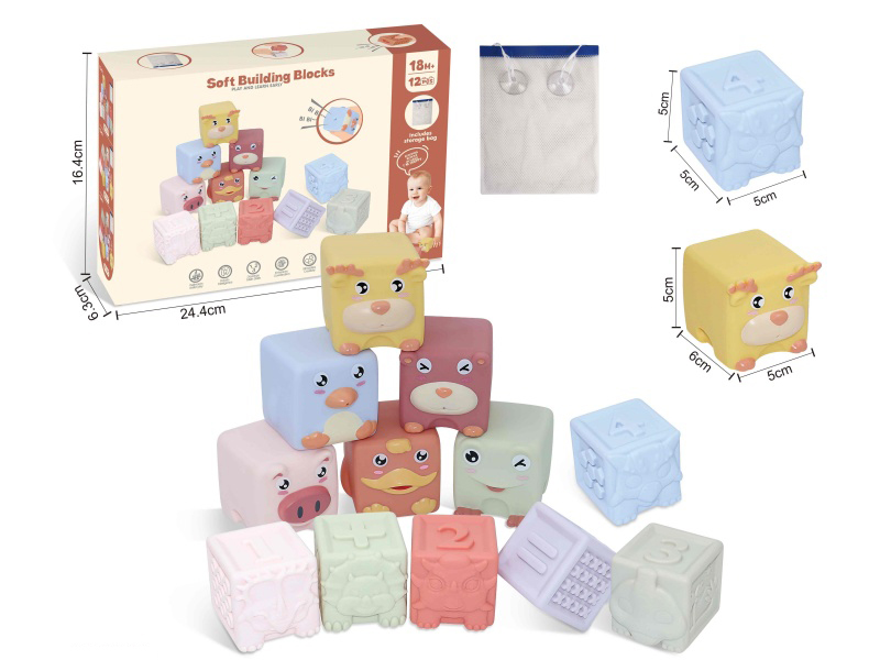 Animal & Dinosaur Numbers Soft Building Blocks(Includes Storage Bag) 13pcs