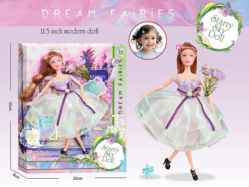 11.5 Inch 11-Joints Dream Fairies Doll With 1 Hair Clip, Simulated Bouquet