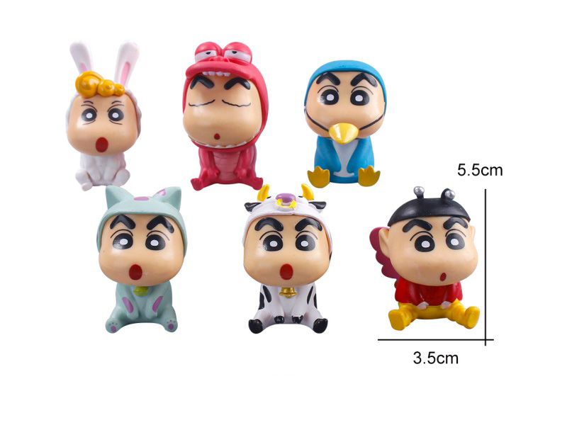 6 Solid Pvc Animal Crayon Shin-Chan Children'S Toy Figurines And Ornaments
