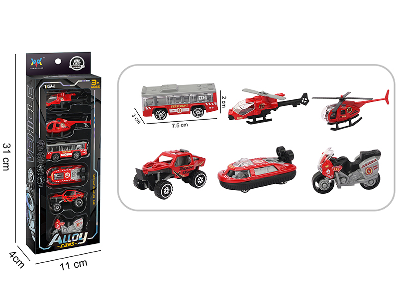 1:64 Alloy Slide Cars 6pcs