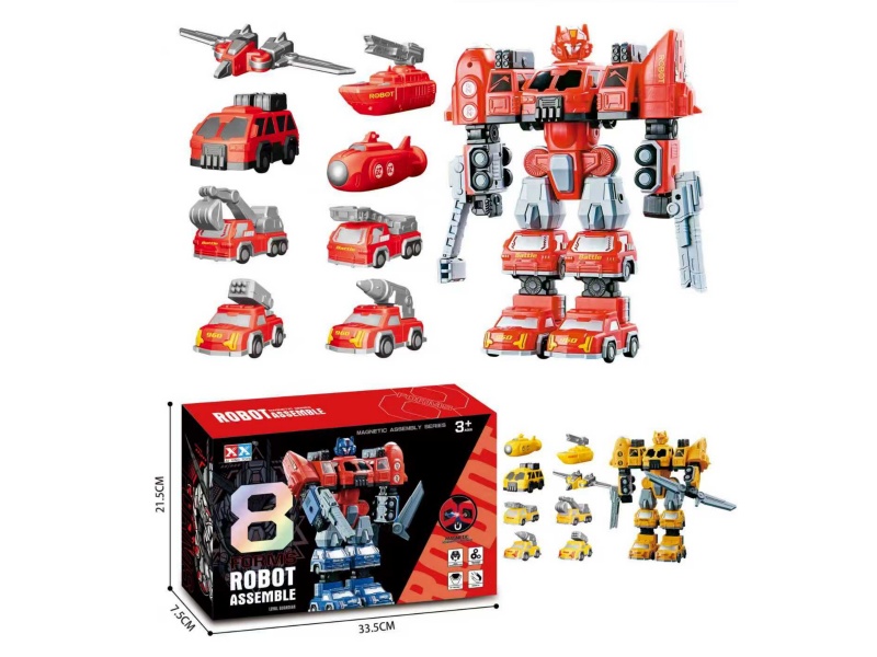 8-In-1 / Solid-Color Magnetic Assembly Robot
