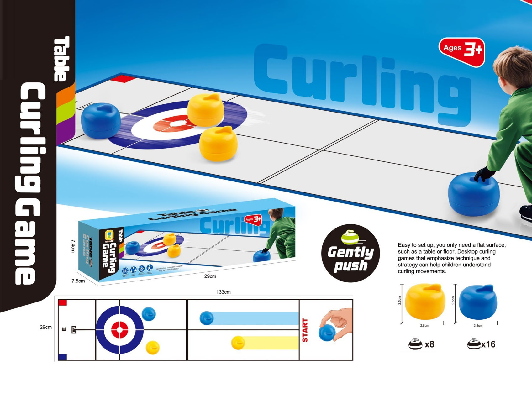 English Ice Curling Game (16 Pots)