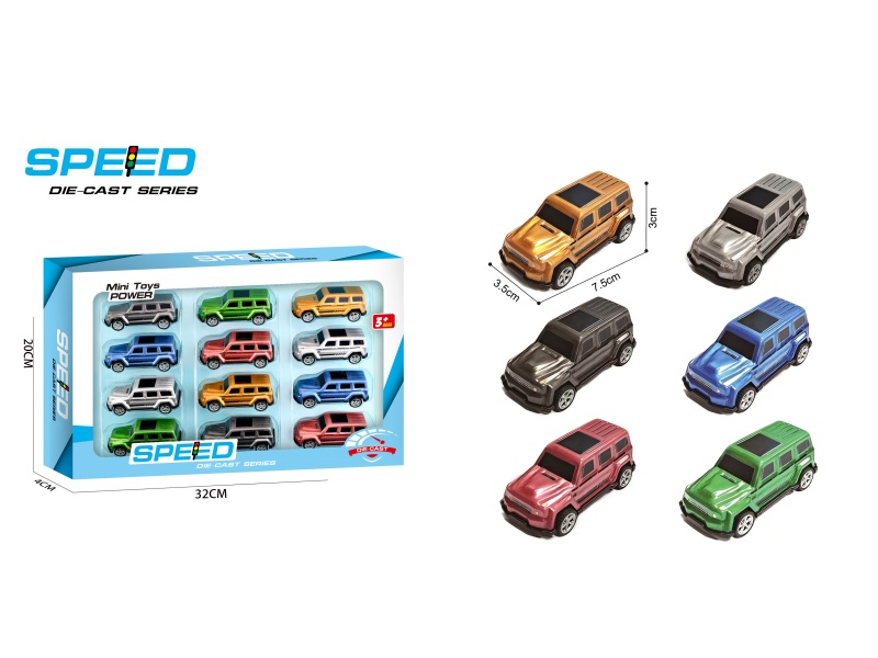 Pull Back Iron Off-Road Vehicles 12pcs
