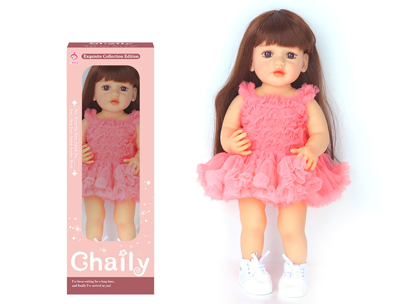 55CM Soft Glue Reborn Baby Doll(Machine Hair Transplant)With Diaper, Birth Card