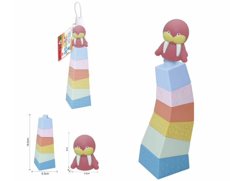 Soft Plastic Stacked Tower Finger Doll Set(Sea Animal) 7pcs