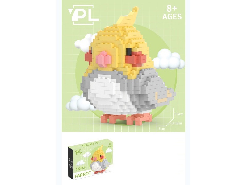 520 PCS Of Grey Parrot Building Blocks