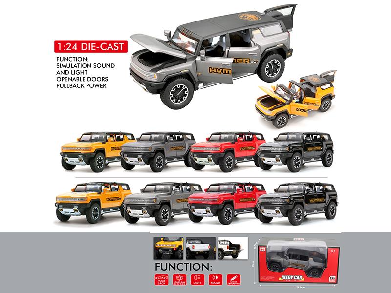 1:24 New Energy Hummer SUV (Premium Edition)Pull Back Alloy Car Model (6 Doors Can Opening, Sound And Lights)