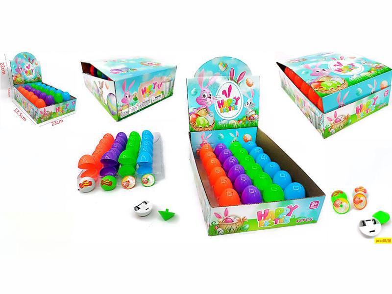 Easter Egg Packing Pull Back Cars/Spinning Tops Toys 48pcs