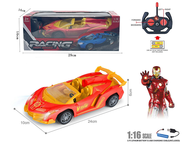 1:18 4-Channel Remote Control Lamborghini Convertible Car With Headlight(Iron Man)