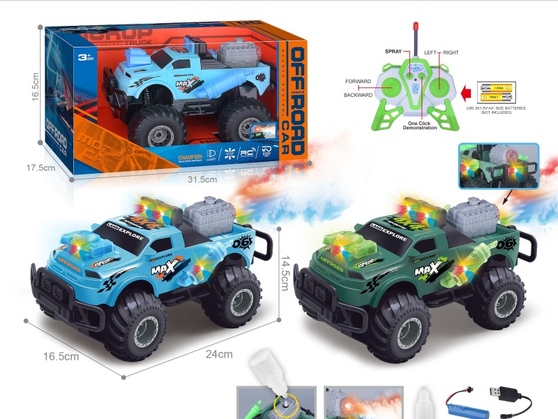 27Mhz 1:16 Six-Channel With Spray And Seven-Color Lights, One-Click Demonstration Of Ford Capture Pickup Off-Road Remote Control Vehicle (Including Battery)