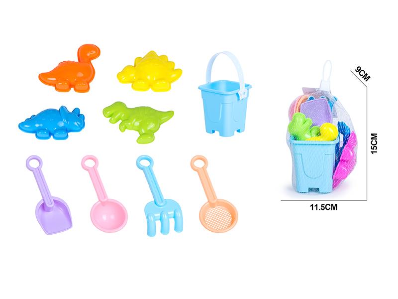 Beach Bucket Dinosaur Sand Mold Set 9pcs