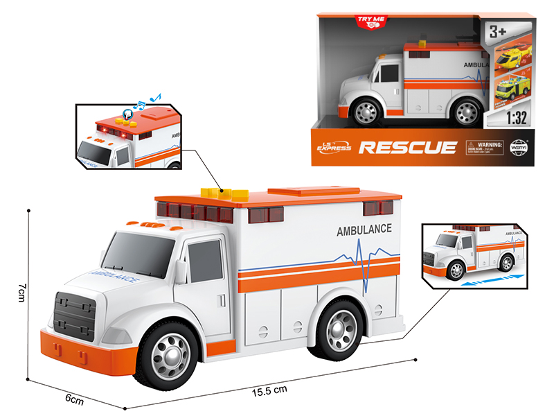 1:32 Friction Ambulance(Sound & Lights)